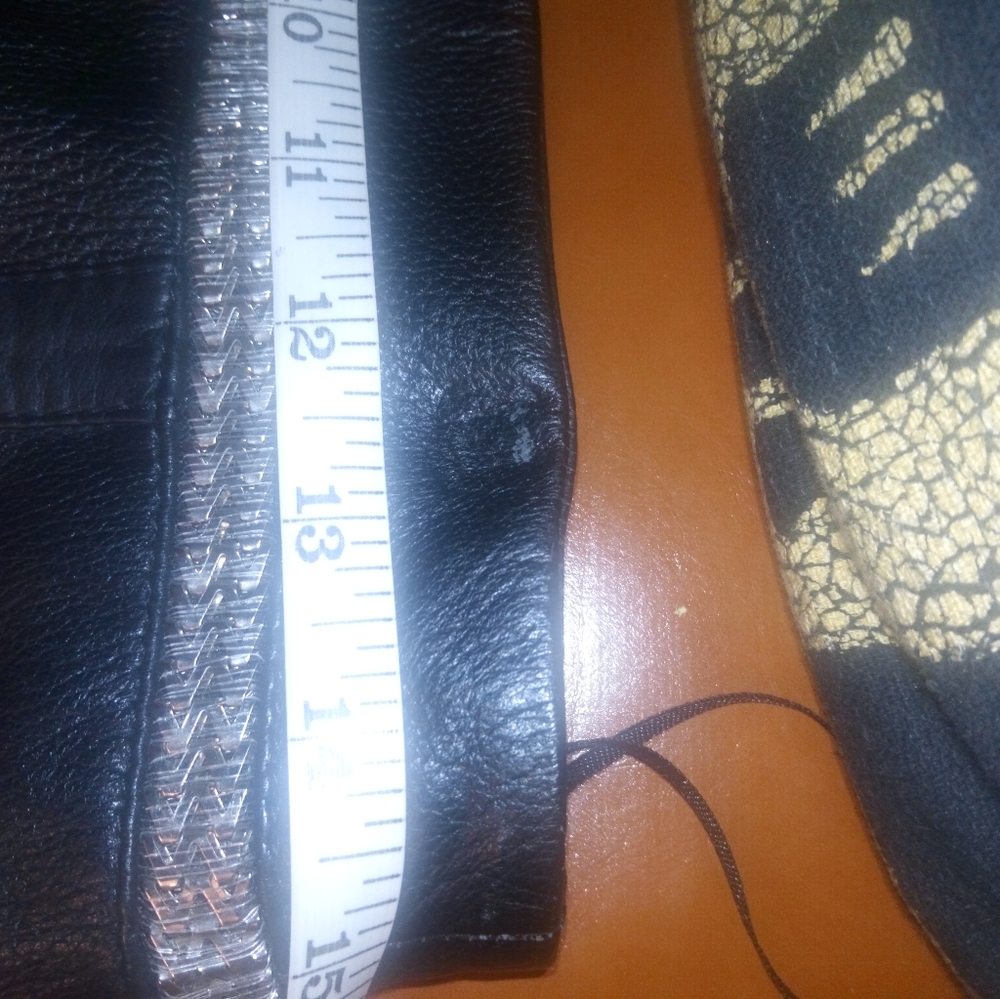 Mango Black Leather Miniskirt with Metal Trim, Sz 10 - Picture 8 of 8